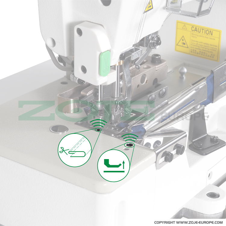 ZOJE ZJW562A-2-BD (6.4mm) + W500PTK SET - Interlok (kapówka) 3-igłowy do lamowania z automatyką obcinania lamówki W500PTK, o płaskim łożu z pozycjonowaniem igieł - maszyna do szycia kompletna - 4 Interlok (kapówka) 3-igłowy do lamowania z automatyką obcinania lamówki W500PTK, o płaskim łożu z pozycjonowaniem igieł - maszyna do szycia kompletna