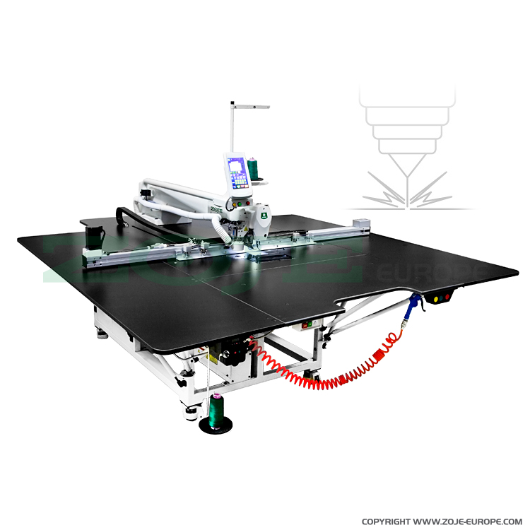 ZOJE ZJ-M5-S800H-SF-LASER K SET - Maszyna do stebnowania programowanych wzorów na bardzo dużych elementach z laserem do cięcia materiału - 1 Maszyna do stebnowania programowanych wzorów na bardzo dużych elementach z laserem do cięcia materiału