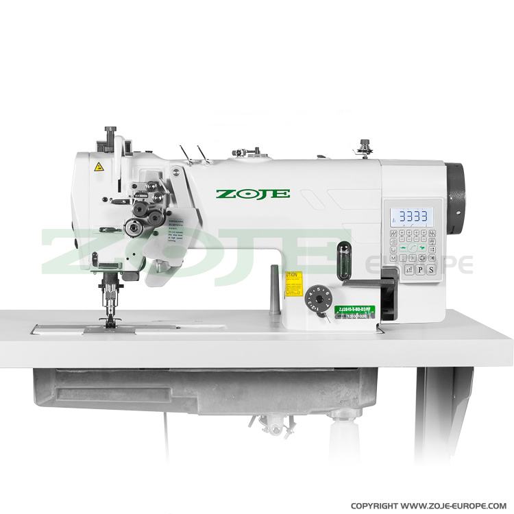ZOJE ZJ2845-BD-D3/PF - Stebnówka dwuigłowa, automatyczna, do lekkich i średnich materiałów, z wbudowanym silnikiem AC Servo, wyłączane igły - główka - 1 Stebnówka dwuigłowa, automatyczna, do lekkich i średnich materiałów, z wbudowanym silnikiem AC Servo, wyłączane igły - główka