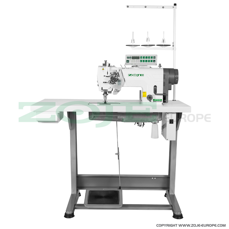 ZOJE ZJ2875-BD-D3/PF SET - Stebnówka dwuigłowa, automatyczna, do szycia lekkich i średnich materiałów, z wbudowanym silnikiem AC Servo, wyłączane igły, duże chwytacze - maszyna kompletna - 1 Stebnówka dwuigłowa, automatyczna, do szycia lekkich i średnich materiałów, z wbudowanym silnikiem AC Servo, wyłączane igły, duże chwytacze - maszyna kompletna