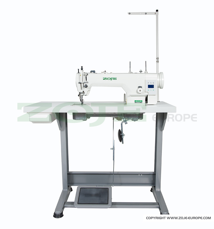 ZOJE ZJ0303L-3-CX-L-BD/02 SET - Stebnówka tapicerska i kaletnicza z wbudowanym silnikiem AC Servo i skrzynką sterującą, transportem dolnym i stopkowym, dużym chwytaczem - maszyna kompletna - 1 Stebnówka tapicerska i kaletnicza z wbudowanym silnikiem AC Servo i skrzynką sterującą, transportem dolnym i stopkowym, dużym chwytaczem - maszyna kompletna